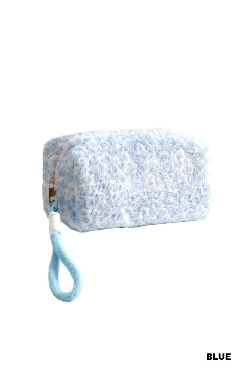 Leopard Soft Plush Cosmetic Bag