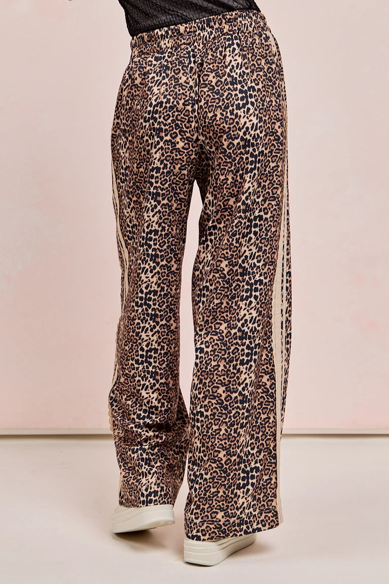 LEOPARD PRINTED PANTS SIDE CONTRAST LACE
