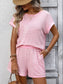 Striped Short Sleeve Top & Shorts Lounge Set