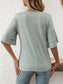 Solid V-Neck Ruffle Sleeve Short-Sleeve Top