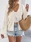 V-Neck Open Knit Tie-Front Cardigan Top