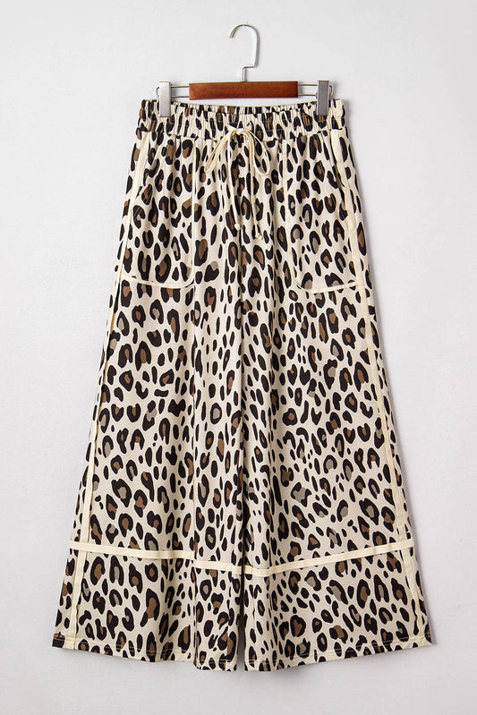 66 Khaki Leopard Wide Leg Cropped Pants (S-4X)