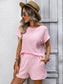 Striped Short Sleeve Top & Shorts Lounge Set M