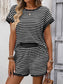 Striped Short Sleeve Top & Shorts Lounge Set