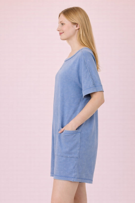 Mineral Washed Knit Casual Romper
