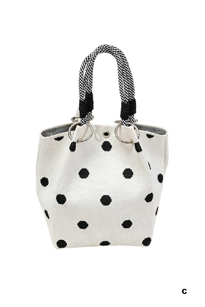 Geometric Knitted Bucket Tote Bag