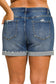 Plus Distressed Cuffed Raw Hem Denim Shorts