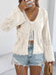 V-Neck Open Knit Tie-Front Cardigan Top