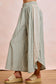 FLORAL EYELET SIDE ELASTIC STRIPES WIDE LEG PANTS