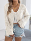 V-Neck Open Knit Tie-Front Cardigan Top