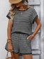 Striped Short Sleeve Top & Shorts Set