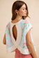 FLORAL PRINTED TERRY OPEN BACK SLEEVELESS TOP