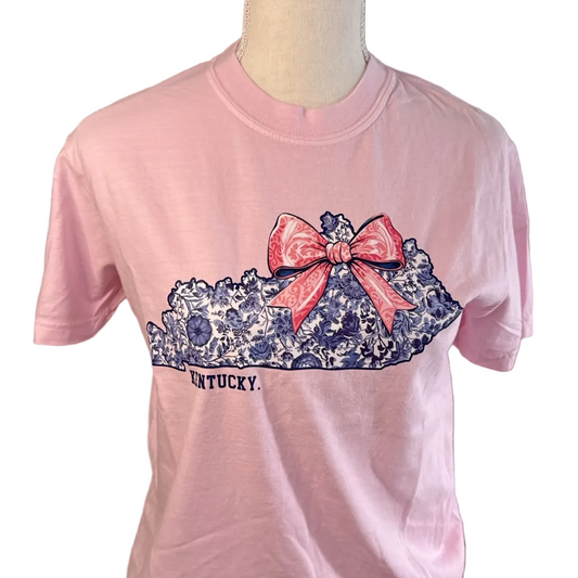 Kentucky Floral Bow Graphic Tee – Blush State Pride Style