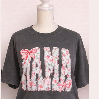 Mama Bow Graphic Tee – Vintage Floral Style