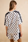 POLKA DOT TERRY SIDE LACE TRIM SHORT SLEEVES TOP