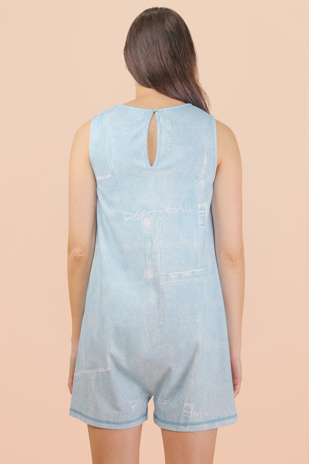 Washed Printed Sleeveless Casual Romper