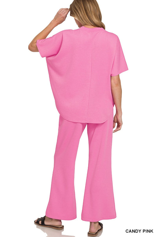 Scuba Curved Hem Top & Pants Set